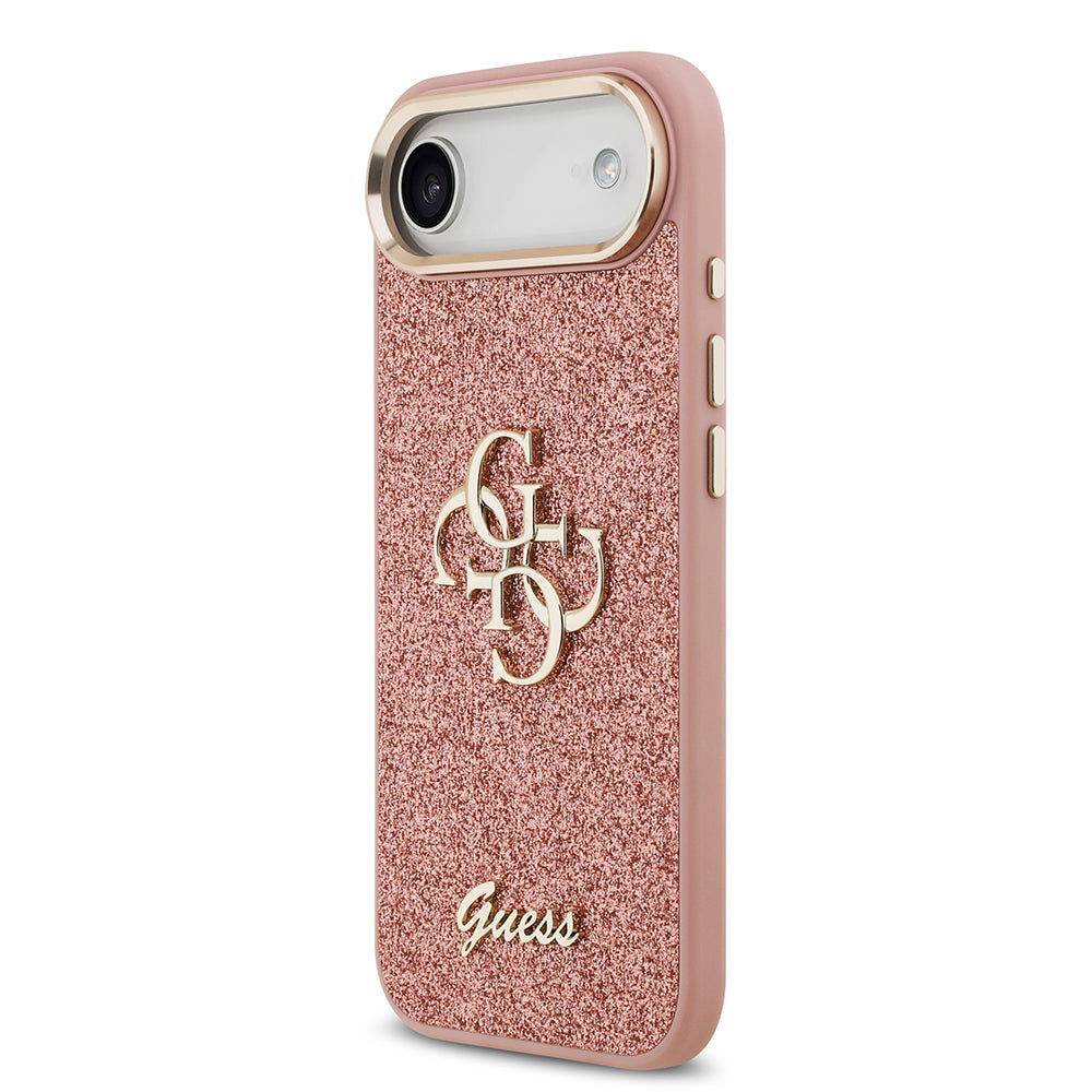 Guess iPhone 17 Air Orjinal Lisanslı 4G Büyük Metal Kamera Çerçeveli ve Logolu Glitter Kılıf