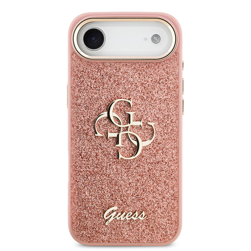 Guess iPhone 17 Air Orjinal Lisanslı 4G Büyük Metal Kamera Çerçeveli ve Logolu Glitter Kılıf