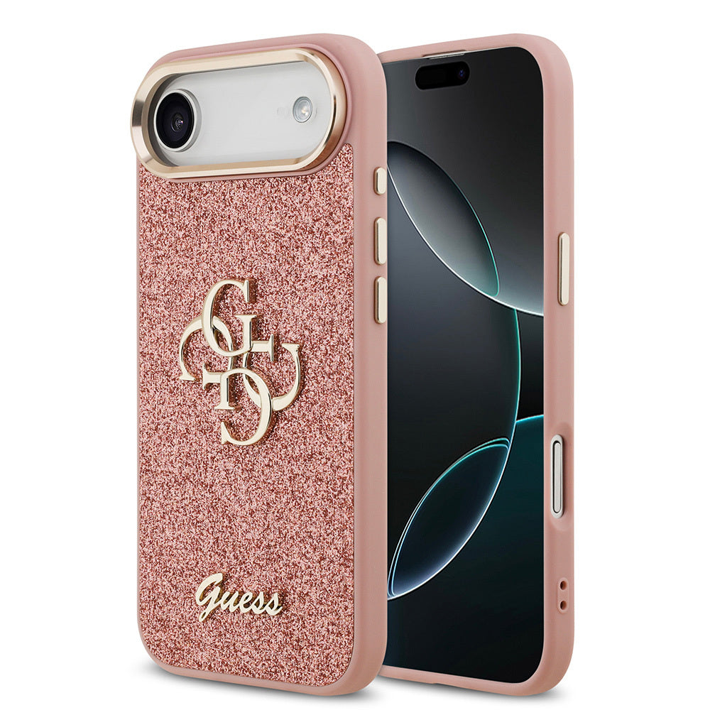 Guess iPhone 17 Air Orjinal Lisanslı 4G Büyük Metal Kamera Çerçeveli ve Logolu Glitter Kılıf