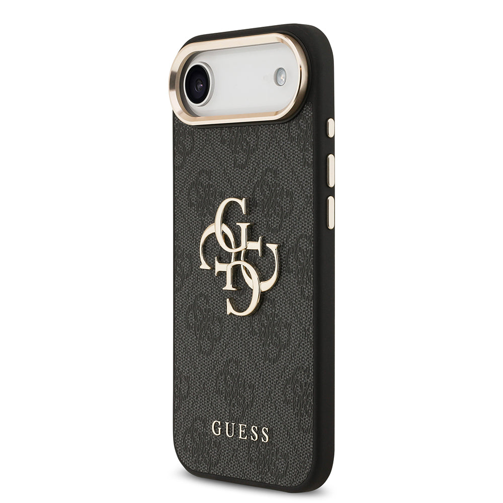Guess iPhone 17 Air Orjinal Lisanslı Gold Metal Kamera Çerçeveli 4G Desenli Metal Büyük 4G ve Yazı Logolu Kılıf