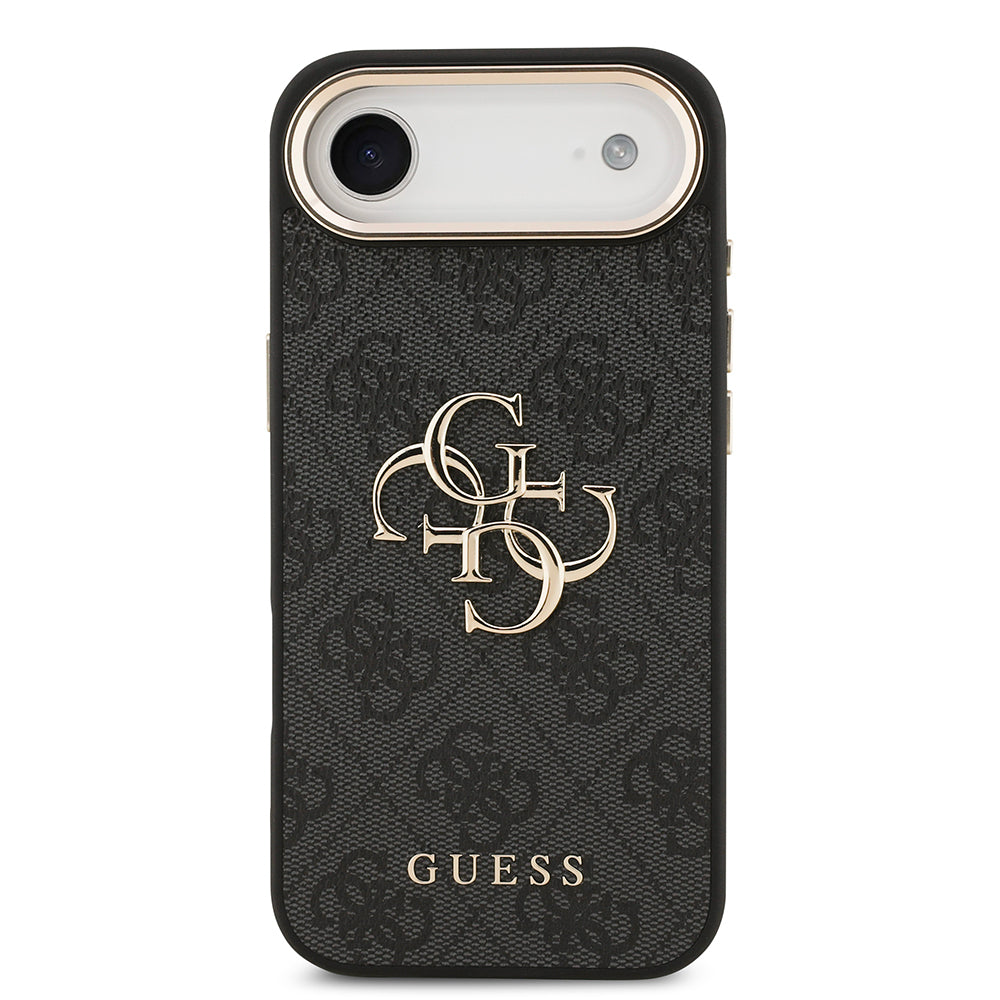 Guess iPhone 17 Air Orjinal Lisanslı Gold Metal Kamera Çerçeveli 4G Desenli Metal Büyük 4G ve Yazı Logolu Kılıf