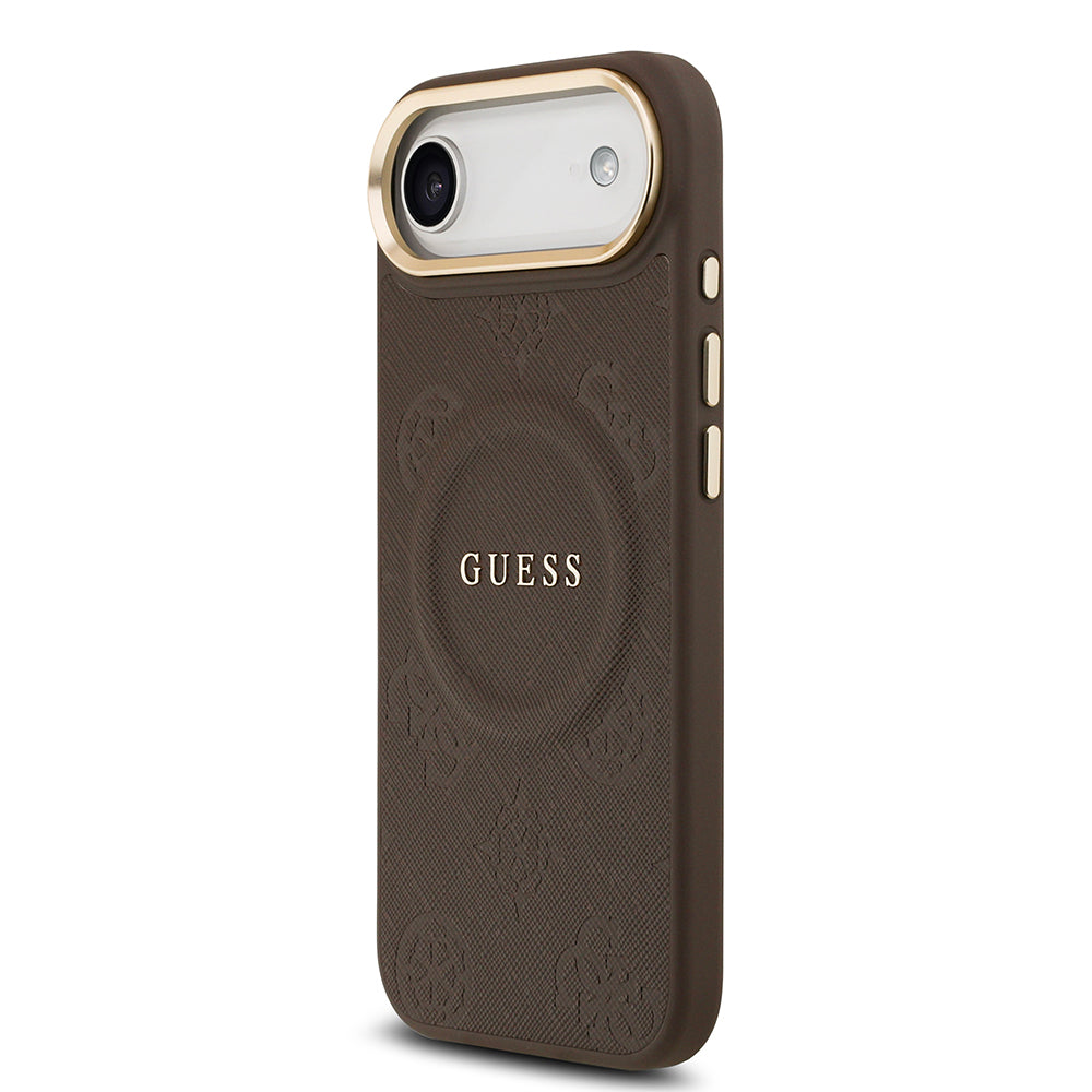 Guess iPhone 17 Air Orjinal Lisanslı M-safe Şarj Özellikli Sıcak Baskılı Yazı Logolu PU Deri Peony Kılıf