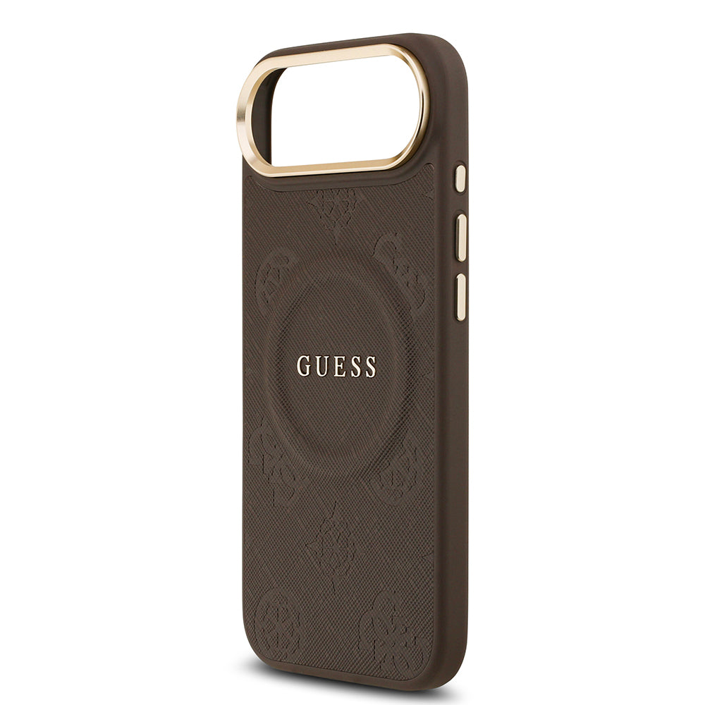 Guess iPhone 17 Air Orjinal Lisanslı M-safe Şarj Özellikli Sıcak Baskılı Yazı Logolu PU Deri Peony Kılıf
