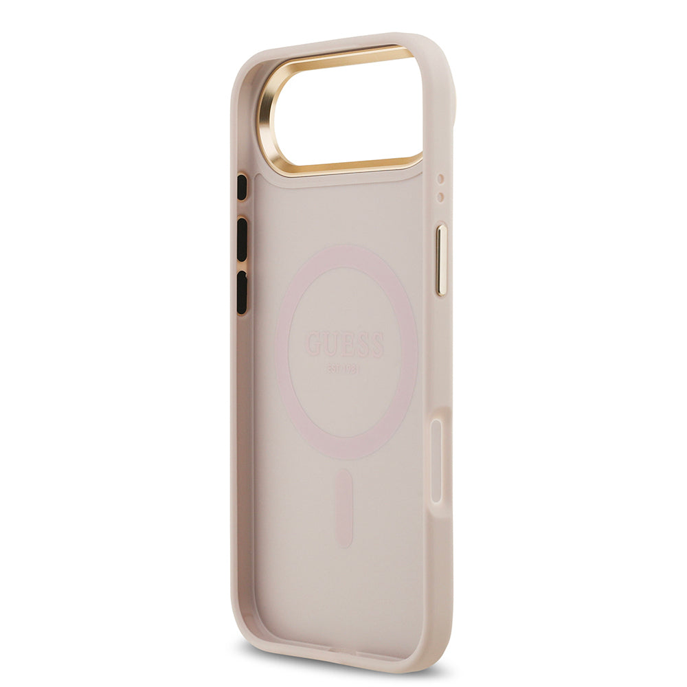 Guess iPhone 17 Air Orjinal Lisanslı M-safe Şarj Özellikli Sıcak Baskılı Yazı Logolu PU Deri Peony Kılıf