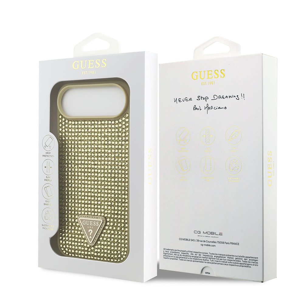 Guess iPhone 17 Air Orjinal Lisanslı Taşlı Arka Yüzey Üçgen Logolu Telefon Kılıfı