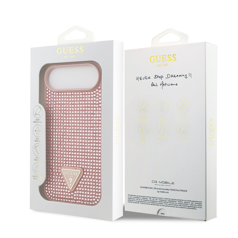 Guess iPhone 17 Air Orjinal Lisanslı Taşlı Arka Yüzey Üçgen Logolu Telefon Kılıfı