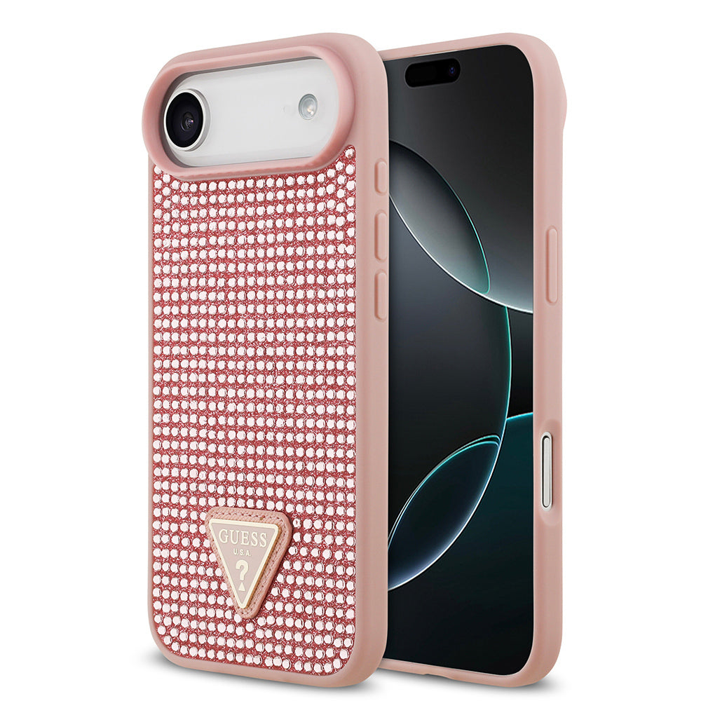 Guess iPhone 17 Air Orjinal Lisanslı Taşlı Arka Yüzey Üçgen Logolu Telefon Kılıfı