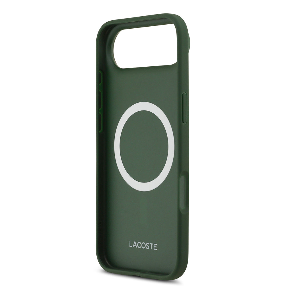 Lacoste iPhone 17 Air Orjinal Lisanslı M-safe Şarj Özellikli PU Deri Tasarımlı Metal Logolu Kılıf