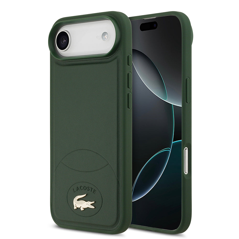 Lacoste iPhone 17 Air Orjinal Lisanslı M-safe Şarj Özellikli PU Deri Tasarımlı Metal Logolu Kılıf