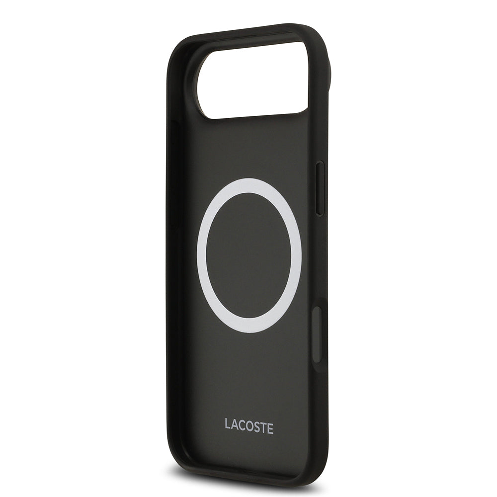 Lacoste iPhone 17 Air Orjinal Lisanslı M-safe Şarj Özellikli PU Deri Tasarımlı Metal Logolu Kılıf