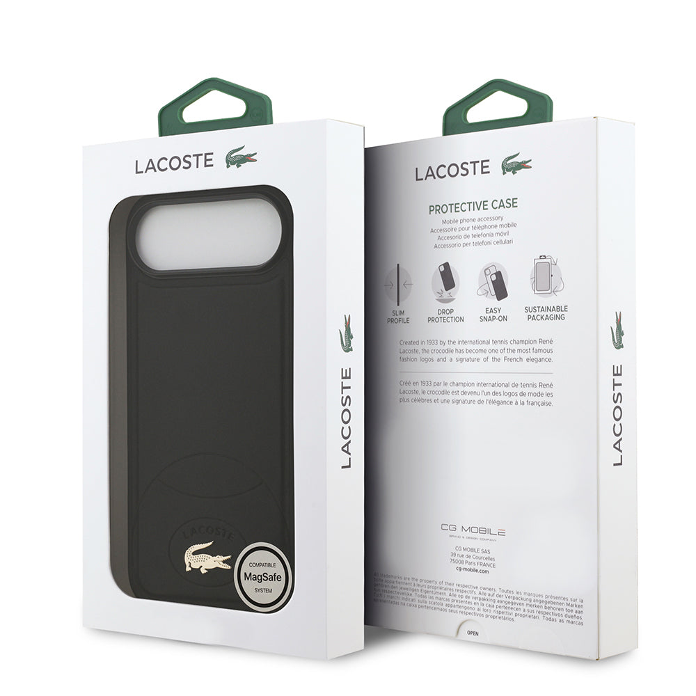 Lacoste iPhone 17 Air Orjinal Lisanslı M-safe Şarj Özellikli PU Deri Tasarımlı Metal Logolu Kılıf