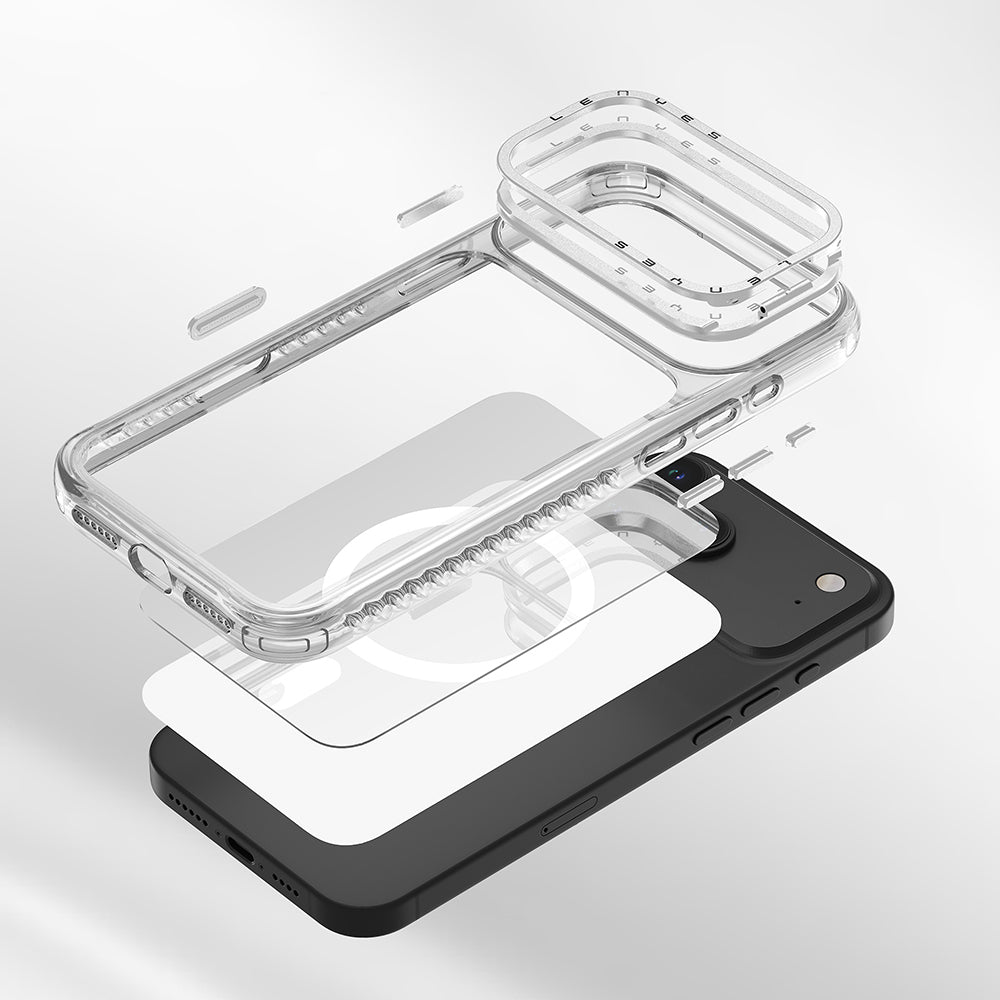 Lenyes CK221 iPhone 17 Air M-safe Metal Kamera Çerçeveli Airbag Tasarımlı Sert PC Kılıf