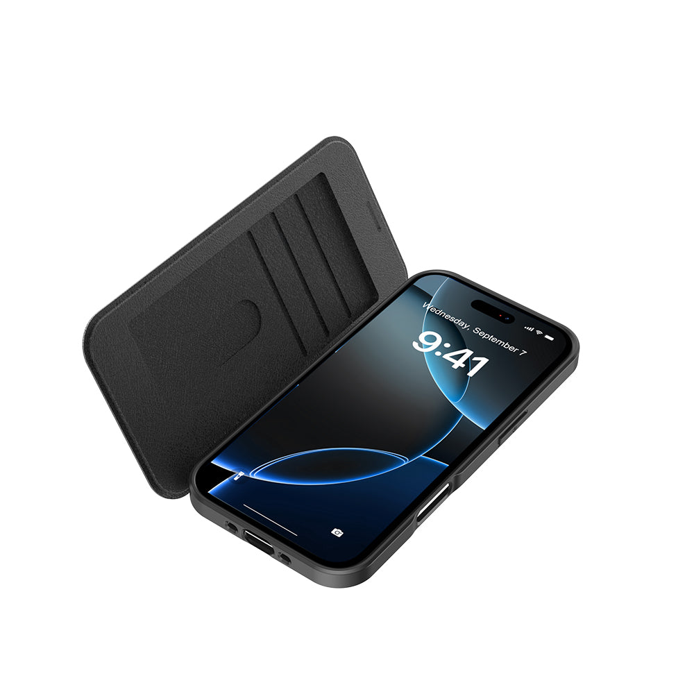 Raptic Air Folio iPhone 17 Air MagSafe Şeffaf Kartlıklı Telefon Kılıfı