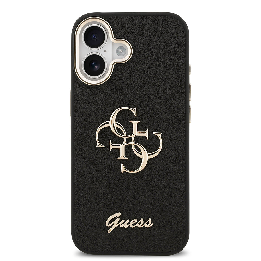 Guess iPhone 17 Orjinal Lisanslı 4G Büyük Metal Kamera Çerçeveli ve Logolu Glitter Kılıf