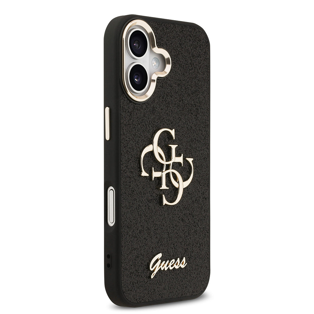 Guess iPhone 17 Orjinal Lisanslı 4G Büyük Metal Kamera Çerçeveli ve Logolu Glitter Kılıf