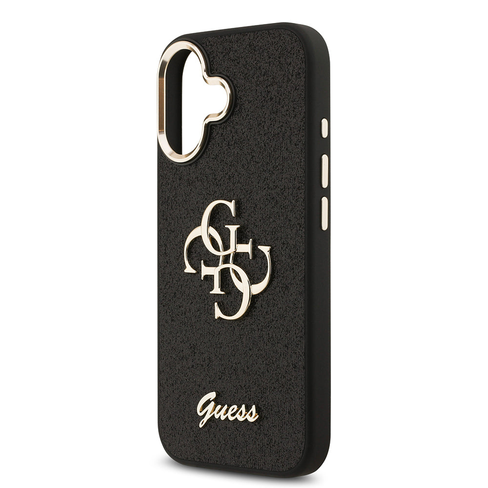 Guess iPhone 17 Orjinal Lisanslı 4G Büyük Metal Kamera Çerçeveli ve Logolu Glitter Kılıf