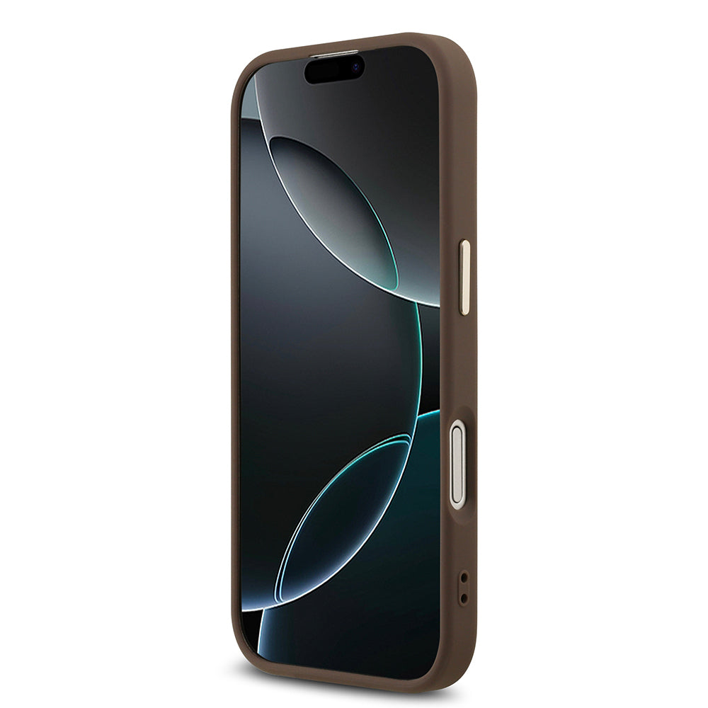 Guess iPhone 17 Orjinal Lisanslı Gold Metal Kamera Çerçeveli 4G Desenli Metal Büyük 4G ve Yazı Logolu Kılıf