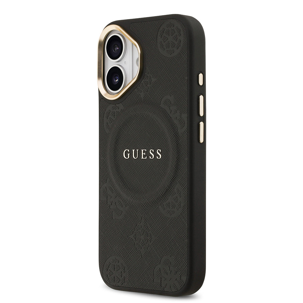 Guess iPhone 17 Orjinal Lisanslı M-safe Şarj Özellikli Sıcak Baskılı Yazı Logolu PU Deri Peony Kılıf