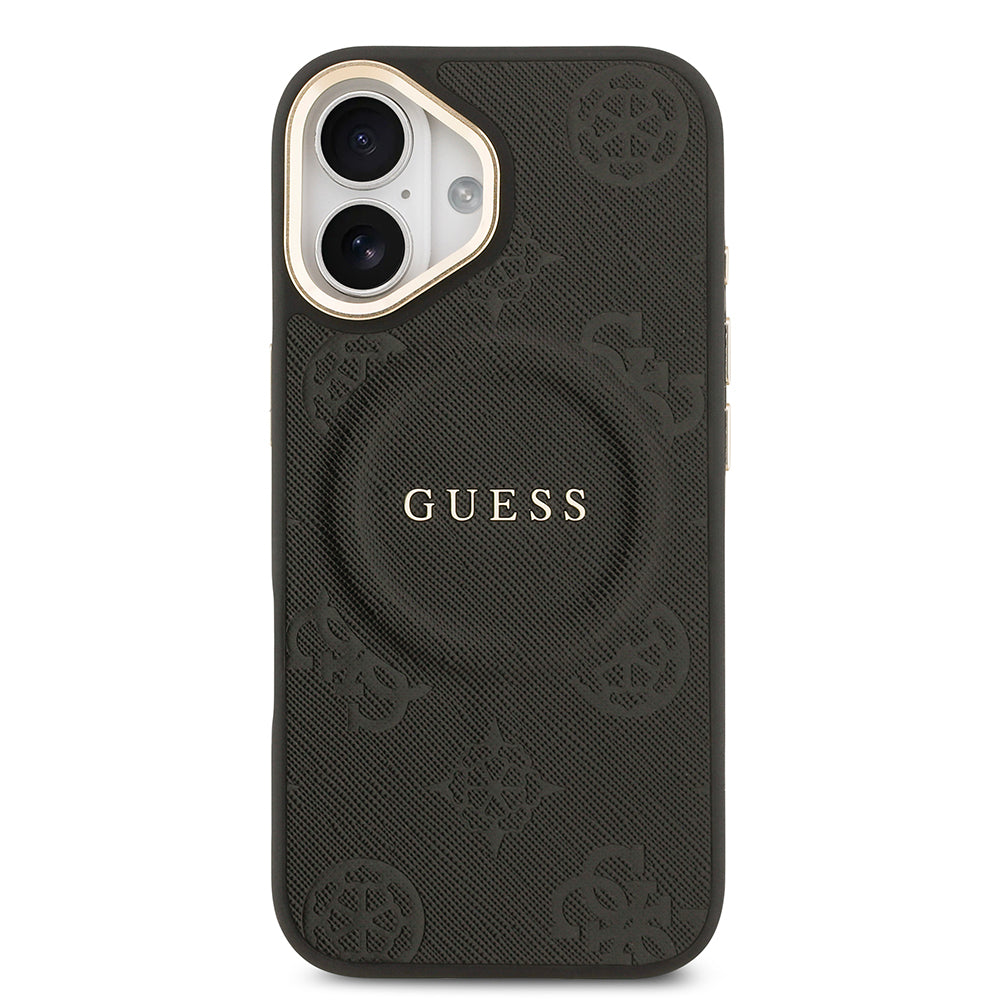 Guess iPhone 17 Orjinal Lisanslı M-safe Şarj Özellikli Sıcak Baskılı Yazı Logolu PU Deri Peony Kılıf
