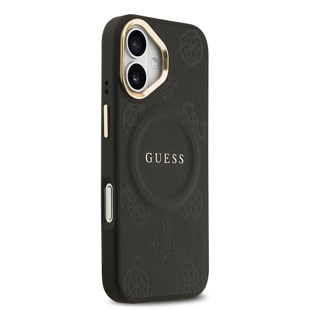 Guess iPhone 17 Orjinal Lisanslı M-safe Şarj Özellikli Sıcak Baskılı Yazı Logolu PU Deri Peony Kılıf