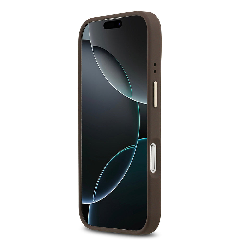 Guess iPhone 17 Orjinal Lisanslı M-safe Şarj Özellikli Sıcak Baskılı Yazı Logolu PU Deri Peony Kılıf