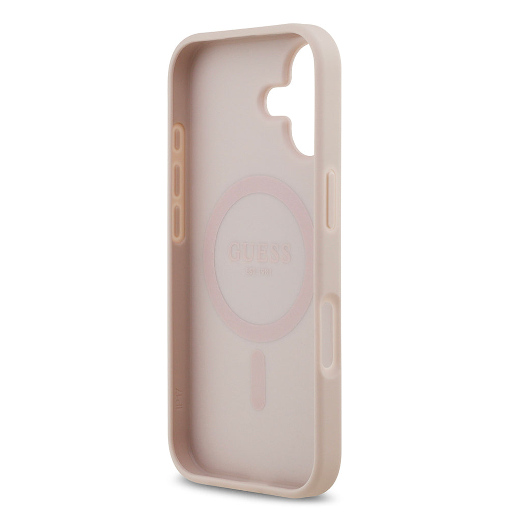 Guess iPhone 17 Orjinal Lisanslı M-safe Şarj Özellikli Yazı Logolu Circle Classic Kılıf