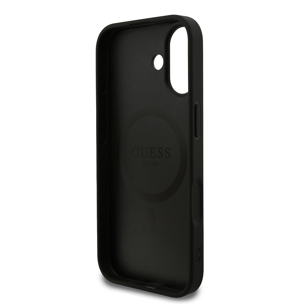 Guess iPhone 17 Orjinal Lisanslı M-safe Şarj Özellikli Yazı Logolu PU Deri Kılıf