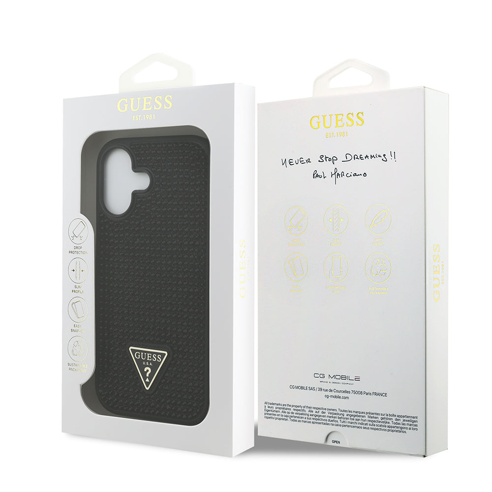 Guess iPhone 17 Orjinal Lisanslı Taşlı Arka Yüzey Üçgen Logolu Telefon Kılıfı