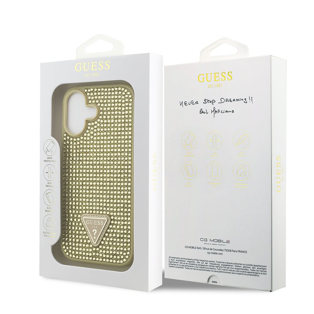 Guess iPhone 17 Orjinal Lisanslı Taşlı Arka Yüzey Üçgen Logolu Telefon Kılıfı