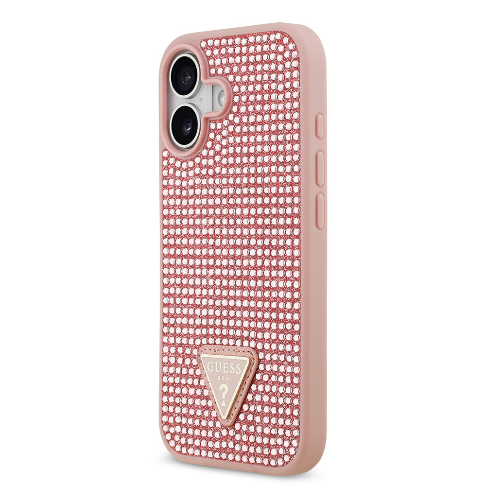 Guess iPhone 17 Orjinal Lisanslı Taşlı Arka Yüzey Üçgen Logolu Telefon Kılıfı