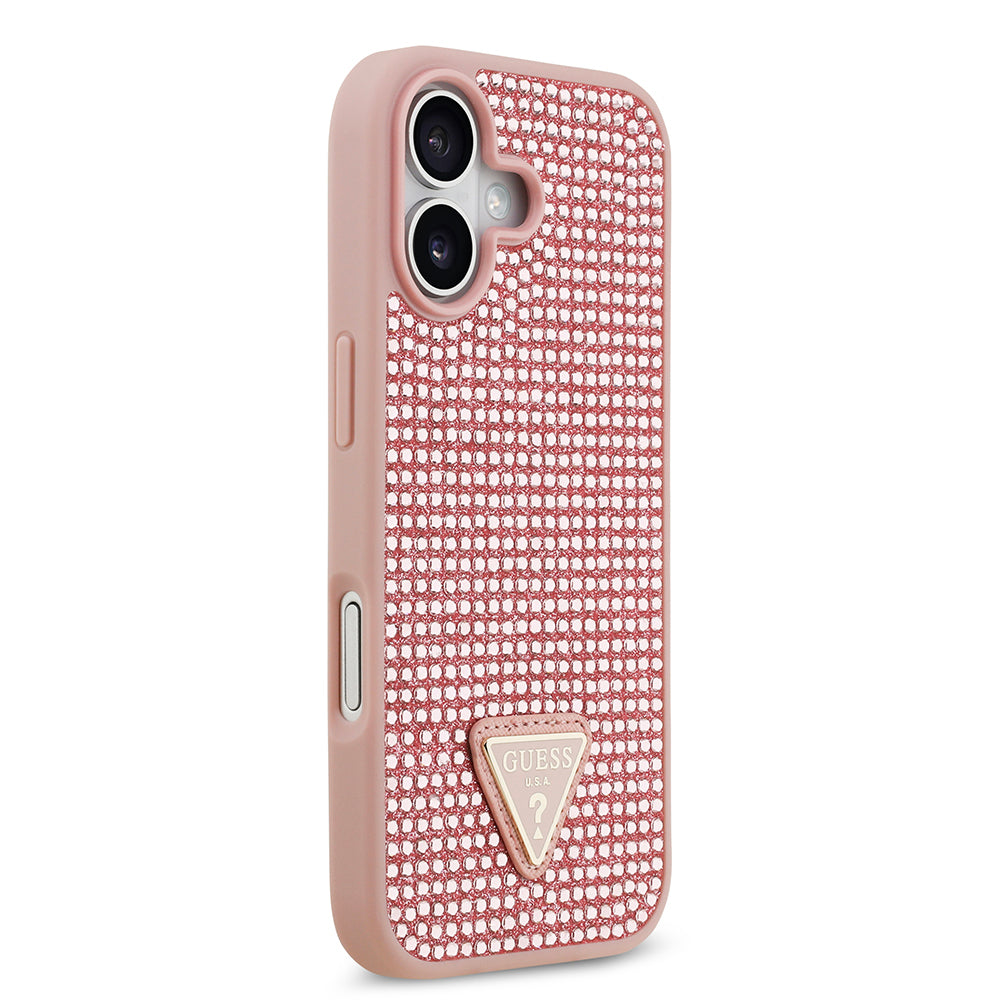 Guess iPhone 17 Orjinal Lisanslı Taşlı Arka Yüzey Üçgen Logolu Telefon Kılıfı