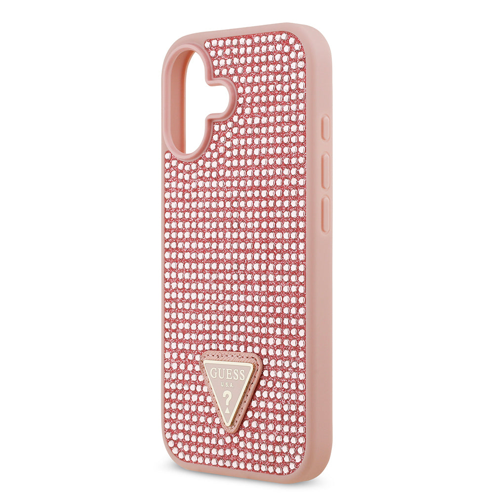 Guess iPhone 17 Orjinal Lisanslı Taşlı Arka Yüzey Üçgen Logolu Telefon Kılıfı