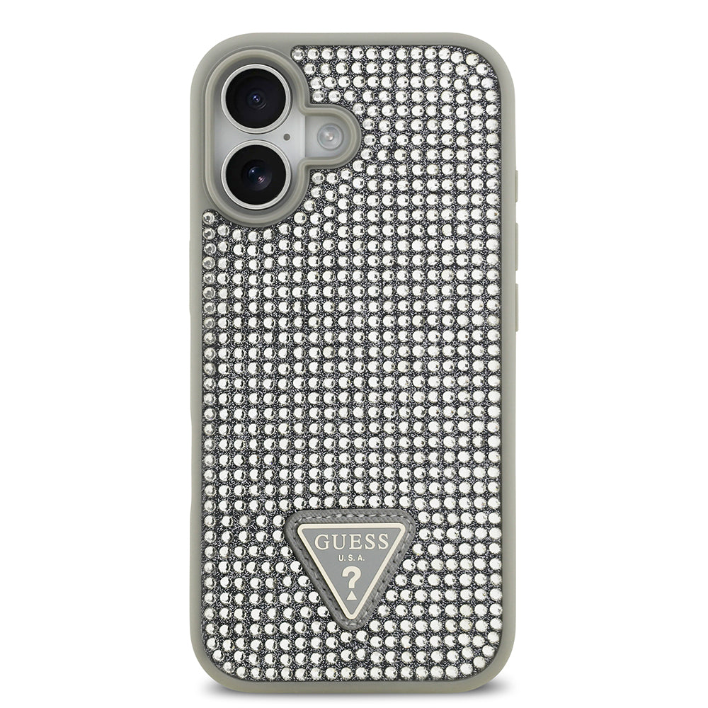 Guess iPhone 17 Orjinal Lisanslı Taşlı Arka Yüzey Üçgen Logolu Telefon Kılıfı