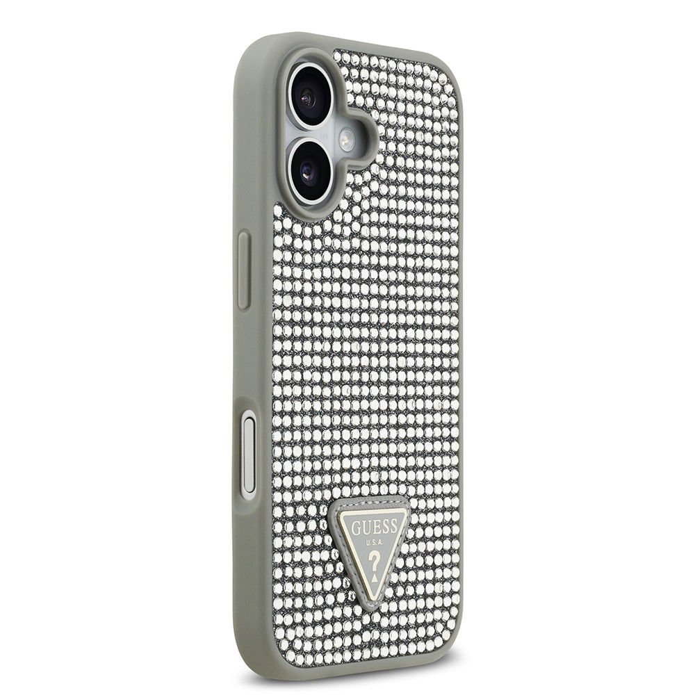 Guess iPhone 17 Orjinal Lisanslı Taşlı Arka Yüzey Üçgen Logolu Telefon Kılıfı