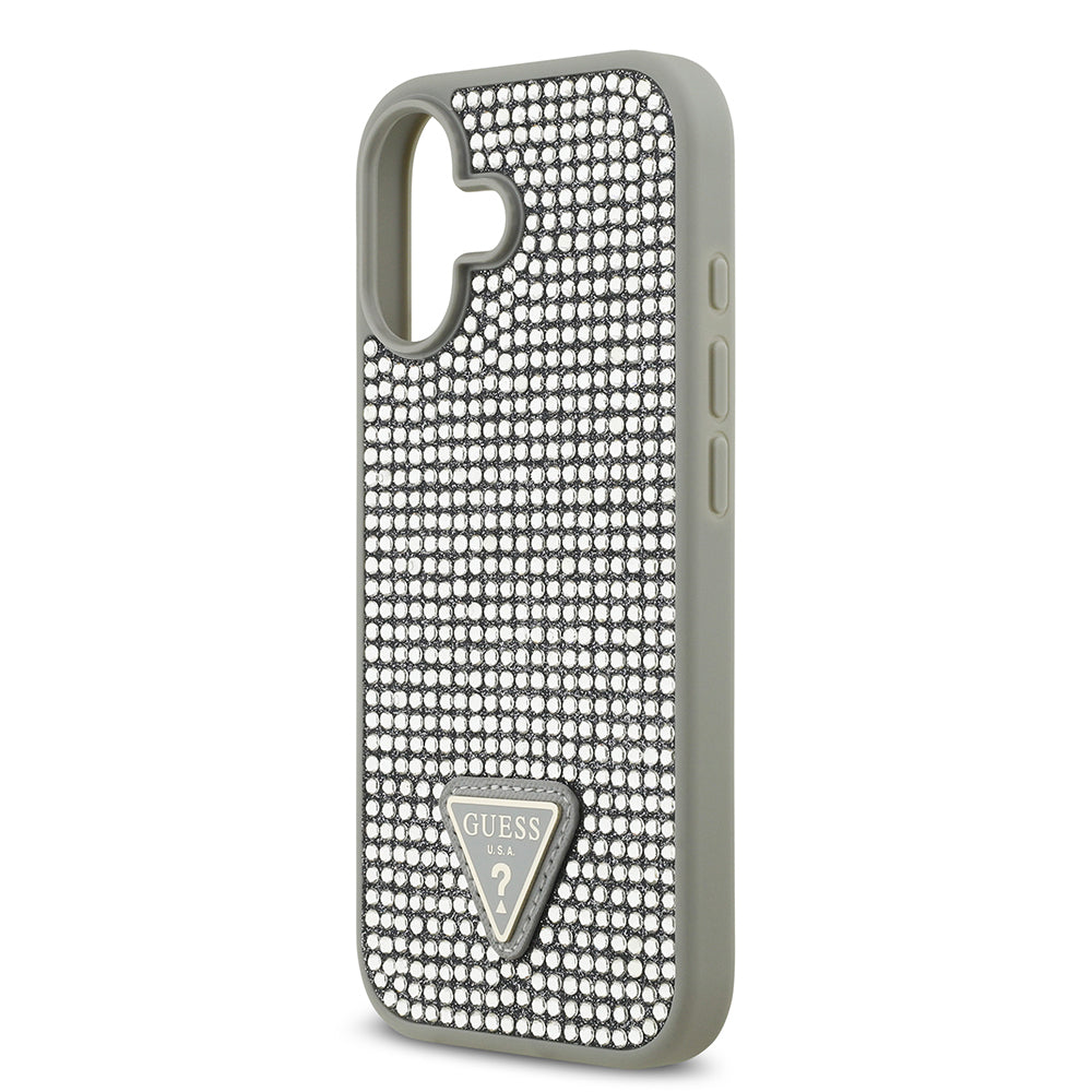 Guess iPhone 17 Orjinal Lisanslı Taşlı Arka Yüzey Üçgen Logolu Telefon Kılıfı