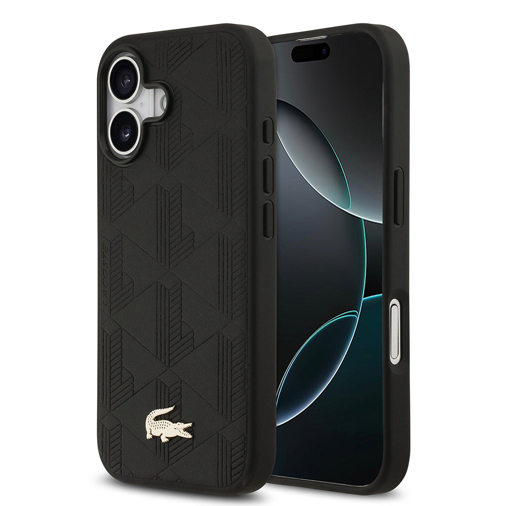 Lacoste iPhone 17 Orjinal Lisanslı M-safe Şarj Özellikli PU Deri Tasarımlı Karışık Monogram Desenli Kılıf