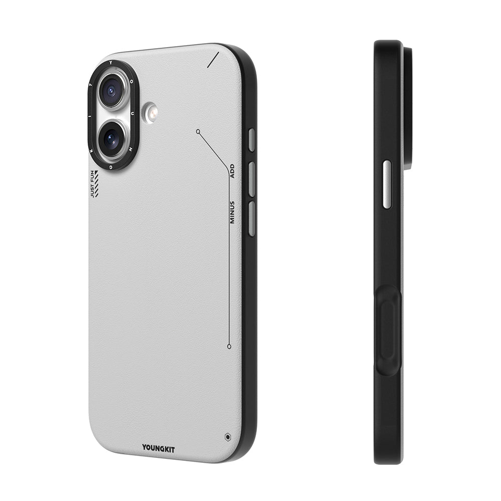 Youngkit Tech Fashion Serisi iPhone 17 Kılıf M-safe Şarj Özellikli Basit Mat Deri Desenli Telefon Kılıfı