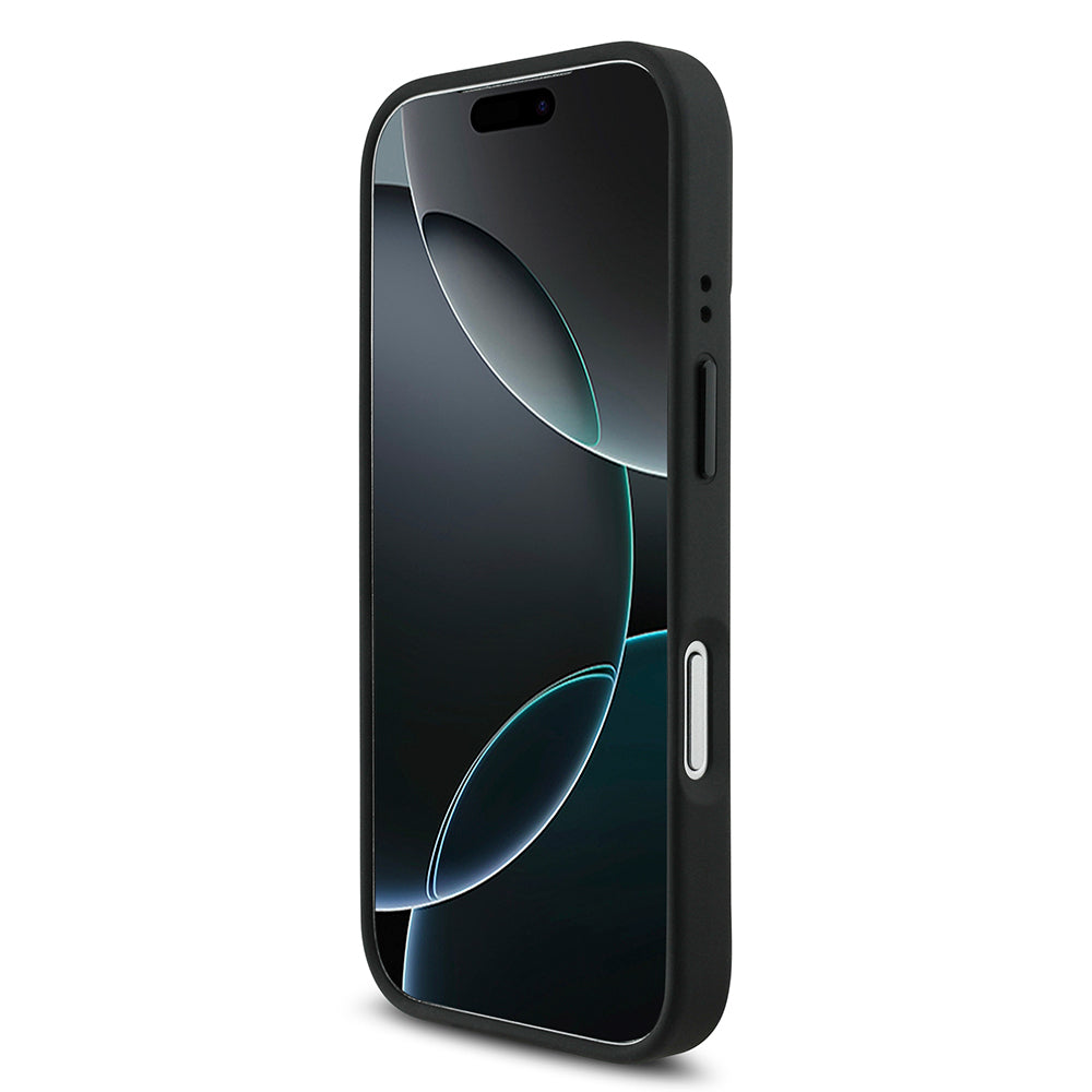 BMW iPhone 17 Pro Orjinal Lisanslı M-safe Deri Arka Yüzey Metal Logolu Delikli Şerit Tasarımlı Kılıf