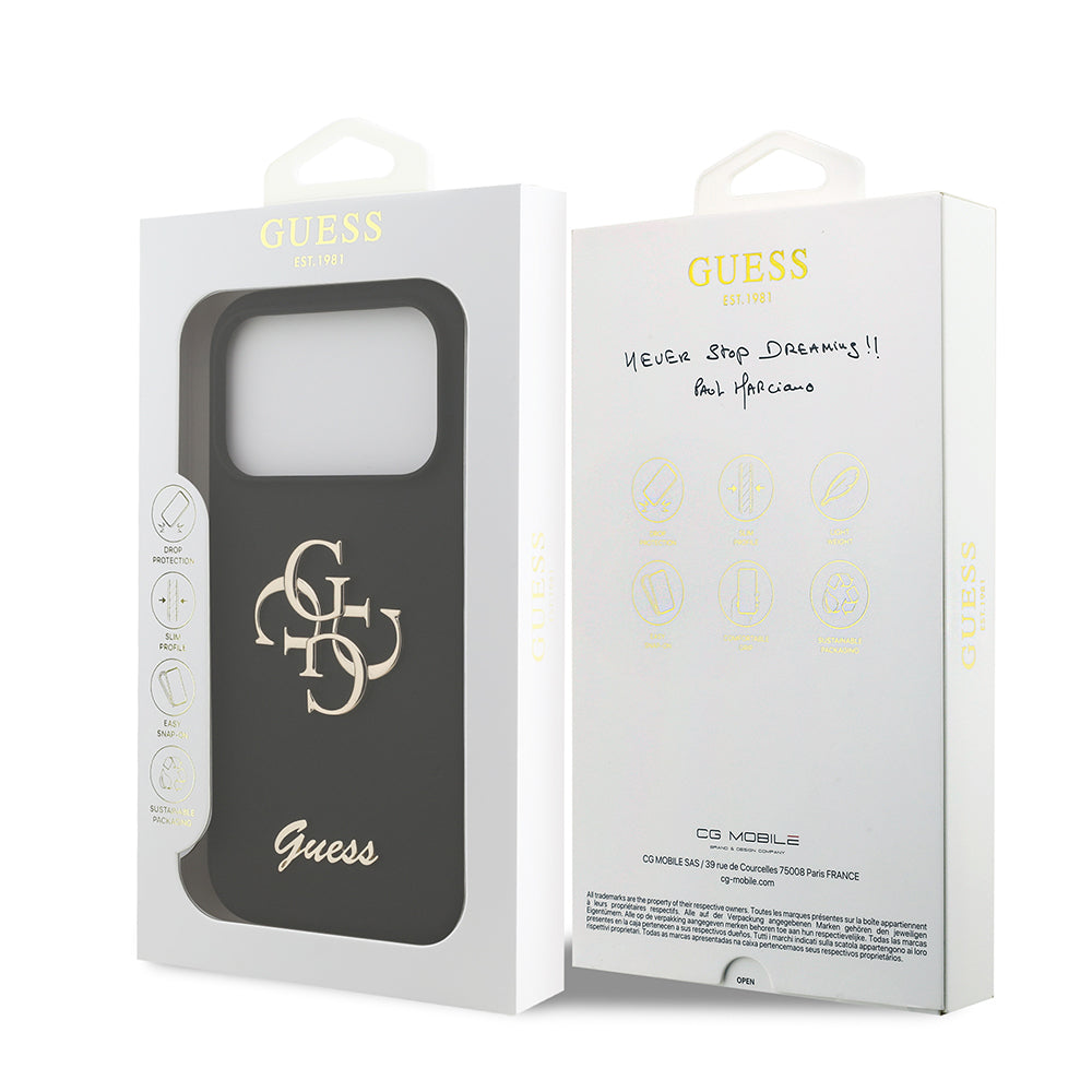 Guess iPhone 17 Pro Orjinal Lisanslı Grained Yazı Logolu Telefon Kılıfı