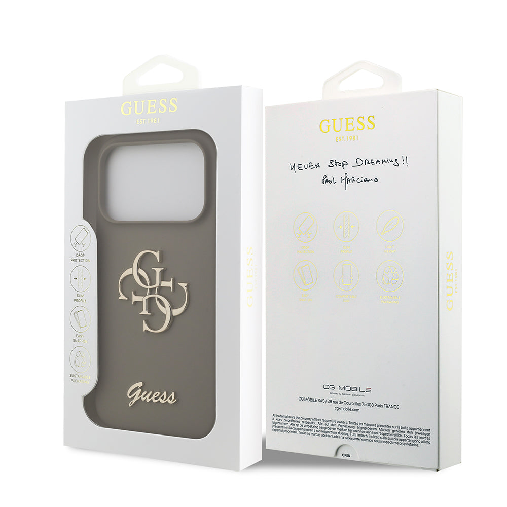 Guess iPhone 17 Pro Orjinal Lisanslı Grained Yazı Logolu Telefon Kılıfı