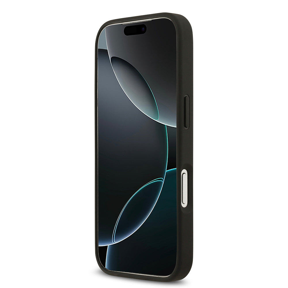 Guess iPhone 17 Pro Orjinal Lisanslı M-safe Şarj Özellikli Taneli Çiçek Tasarımlı Metal Yazı Logolu Kılıf