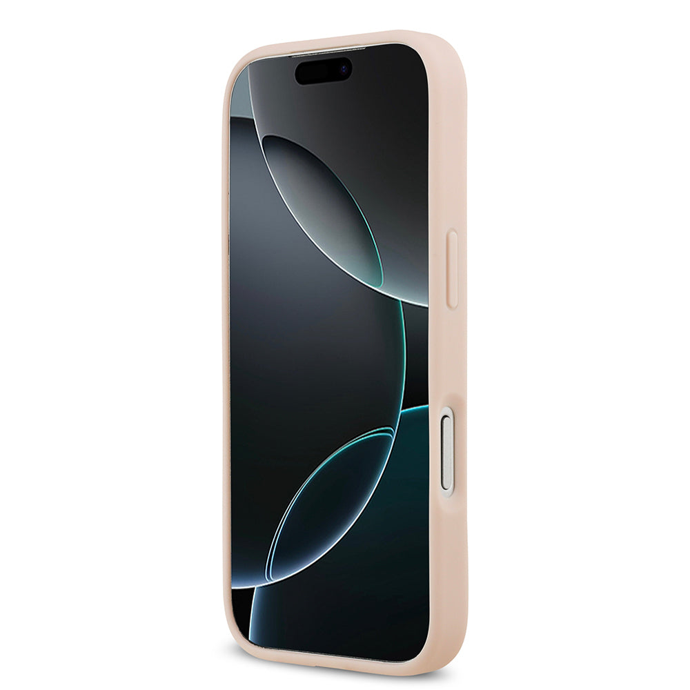 Guess iPhone 17 Pro Orjinal Lisanslı M-safe Şarj Özellikli Taneli Çiçek Tasarımlı Metal Yazı Logolu Kılıf