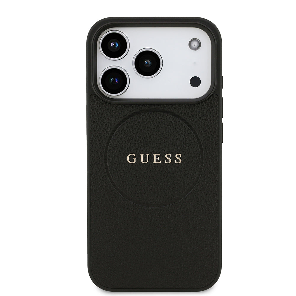 Guess iPhone 17 Pro Orjinal Lisanslı M-safe Şarj Özellikli Yazı Logolu PU Deri Kılıf
