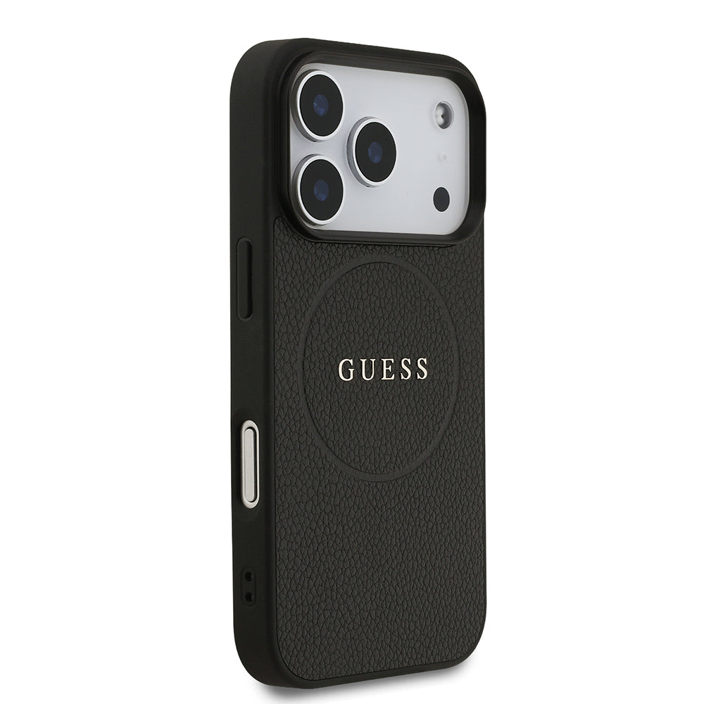 Guess iPhone 17 Pro Orjinal Lisanslı M-safe Şarj Özellikli Yazı Logolu PU Deri Kılıf