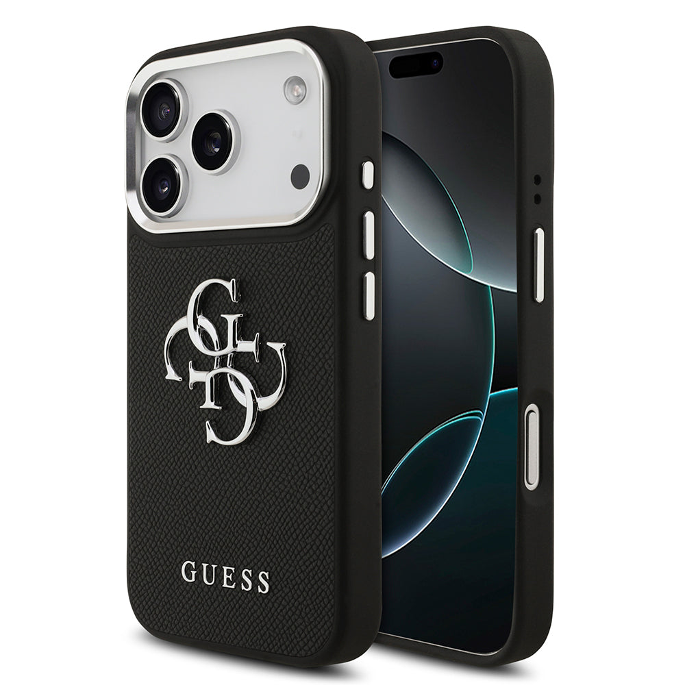 Guess iPhone 17 Pro Orjinal Lisanslı PU Deri 4G Büyük Metal Logo Dizaynlı Telefon Kılıfı