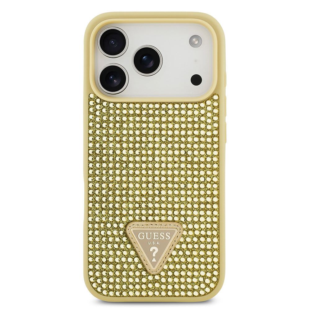 Guess iPhone 17 Pro Orjinal Lisanslı Taşlı Arka Yüzey Üçgen Logolu Telefon Kılıfı
