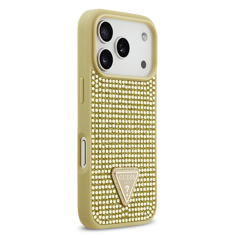 Guess iPhone 17 Pro Orjinal Lisanslı Taşlı Arka Yüzey Üçgen Logolu Telefon Kılıfı