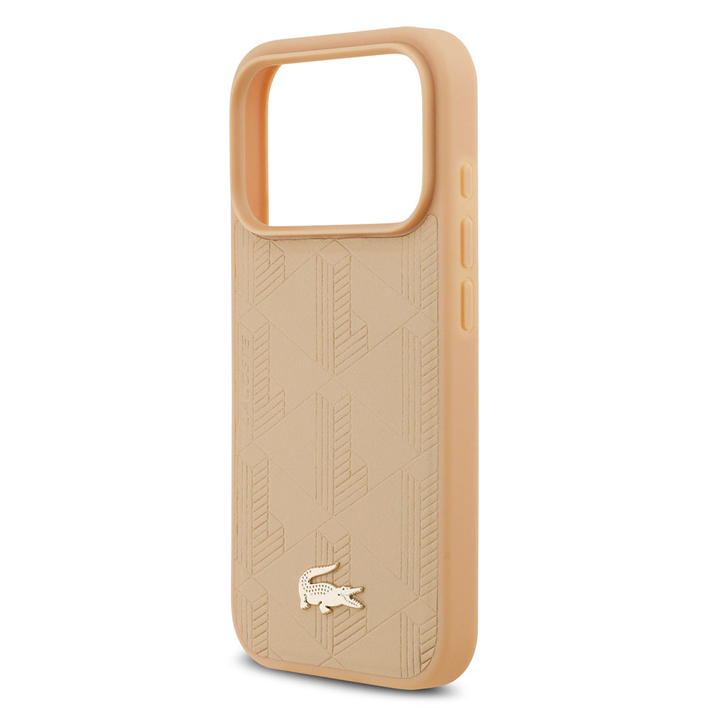 Lacoste iPhone 17 Pro Orjinal Lisanslı M-safe Şarj Özellikli PU Deri Tasarımlı Karışık Monogram Desenli Kılıf