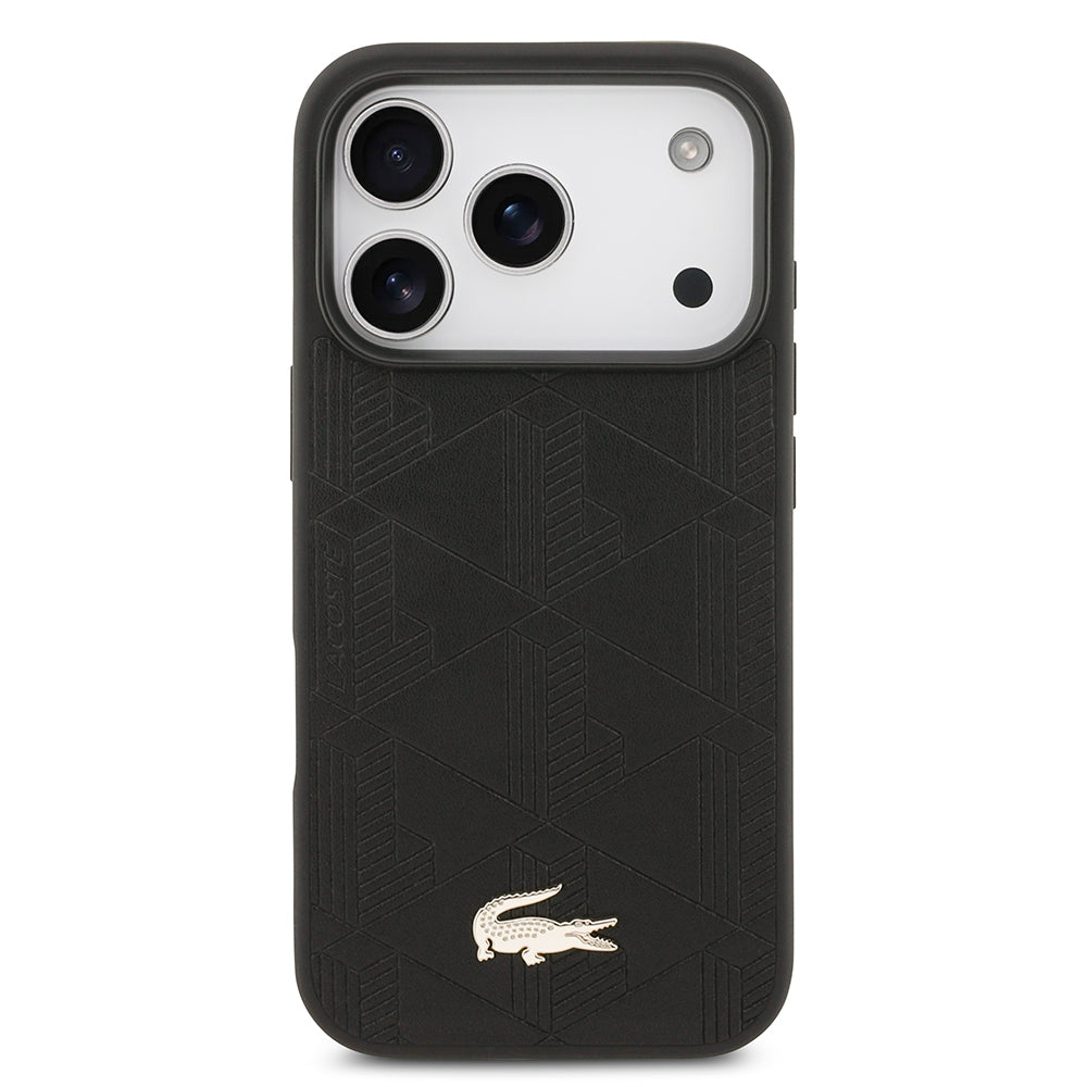 Lacoste iPhone 17 Pro Orjinal Lisanslı M-safe Şarj Özellikli PU Deri Tasarımlı Karışık Monogram Desenli Kılıf