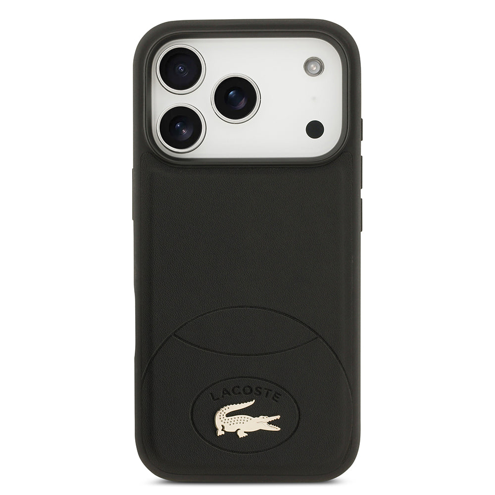 Lacoste iPhone 17 Pro Orjinal Lisanslı M-safe Şarj Özellikli PU Deri Tasarımlı Metal Logolu Kılıf